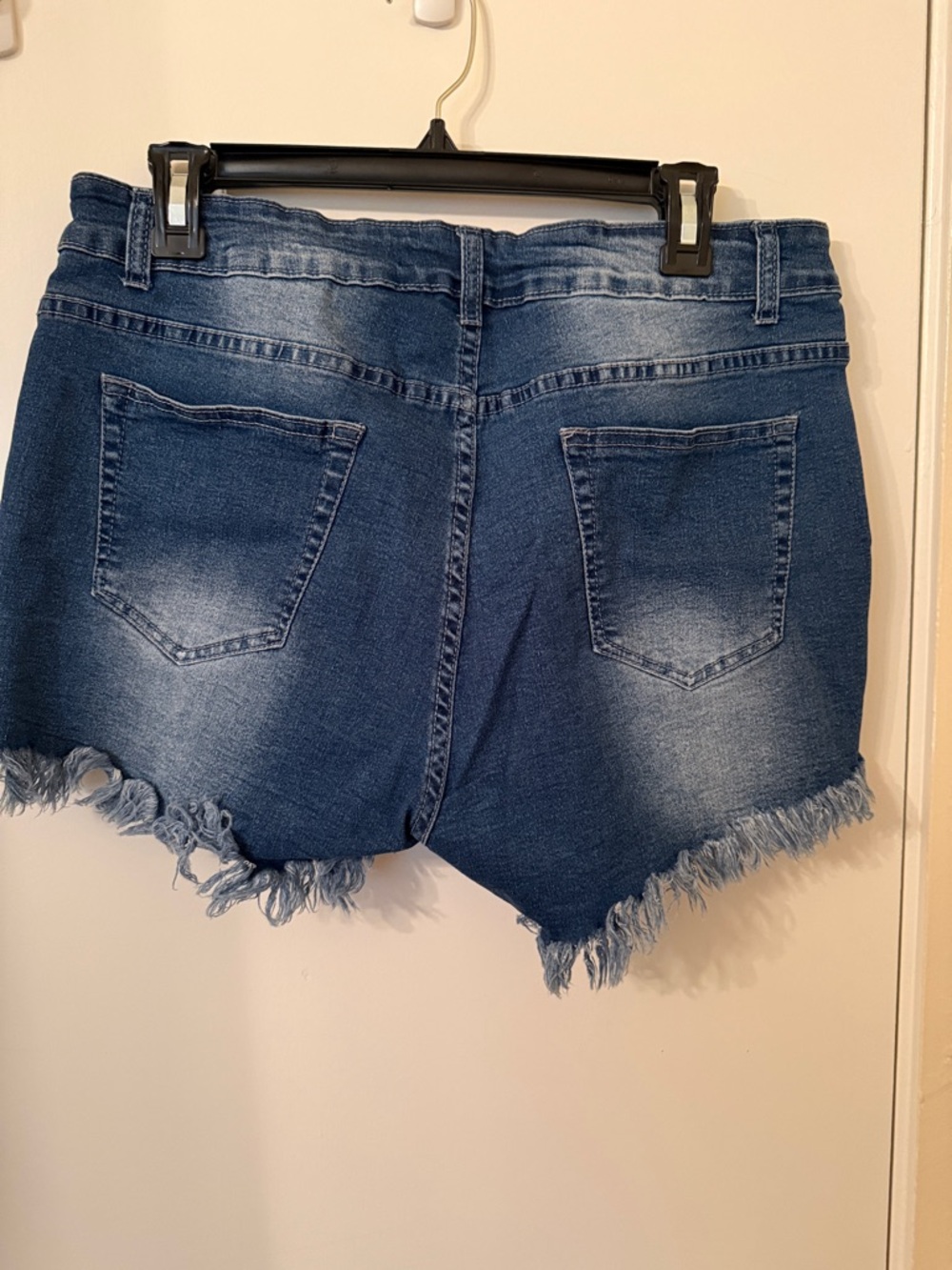 Amazon Women's Distressed Frayed Hem Denim Shorts - Blue - Picture 3 of 3